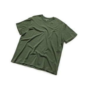 Textured Cotton Acrylic Crewneck in Olive