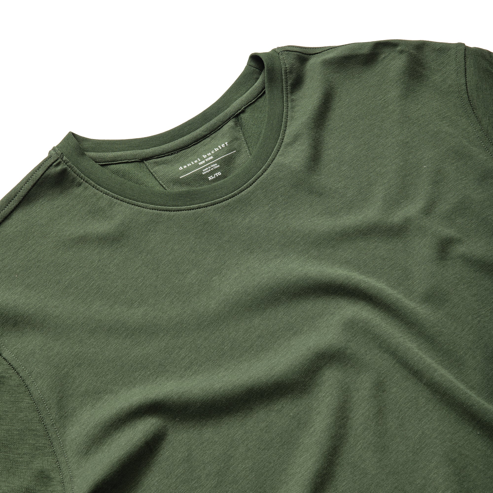 Textured Cotton Acrylic Crewneck in Olive